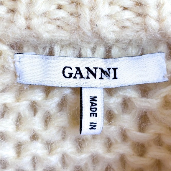 Ganni Womens Julliard Mohair Wool Sweater Size S Yellow Pullover Crewneck Jumper - Picture 5 of 8